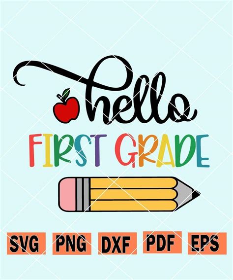 Cut File Hello First Grade Svg Digital Cut File Back To School 1st