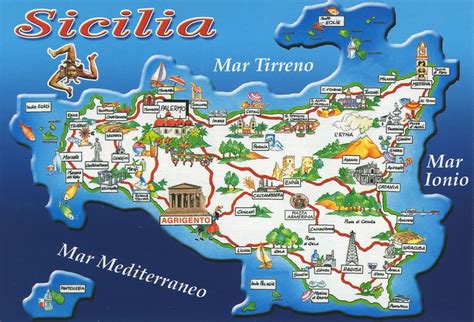 Illustrated Map Of Sicily Sicilia Sicilia Italia Idee Di Viaggio
