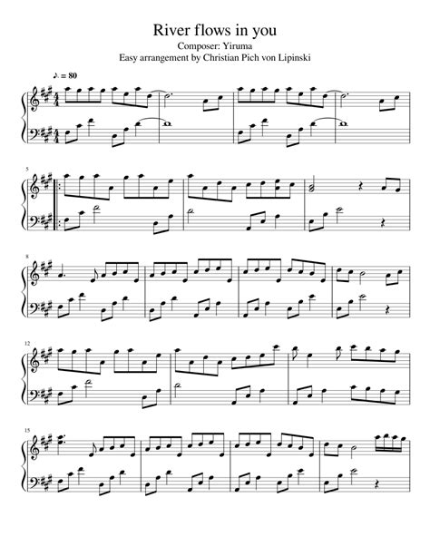 A river flows in you piano sheet music pdf. River flows in you (easy arrangement) sheet music for Piano download free in PDF or MIDI