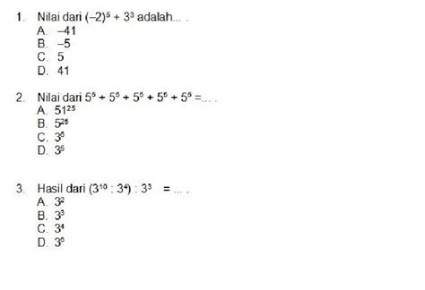 Ini 10 Contoh Soal Ulangan Harian Matematika Bilangan Berpangkat Smp