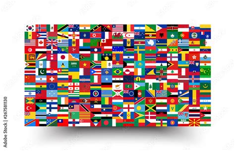All National Flags Of The World Background Style Stock Vector