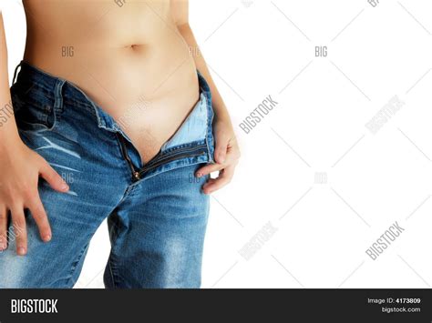 unbuttoned jeans image and photo free trial bigstock