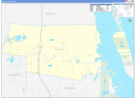 Willacy County Tx Zip Code Wall Map Basic Style By Marketmaps Mapsales