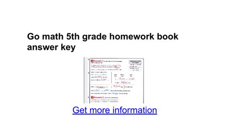 Wikianswers does not have any answer keys for homework assignments. Go math 5th grade homework book answer key - Google Docs