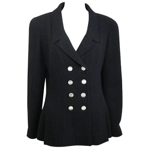 Chanel Navy And White Tweed Jacket Sz 38 For Sale At 1stdibs