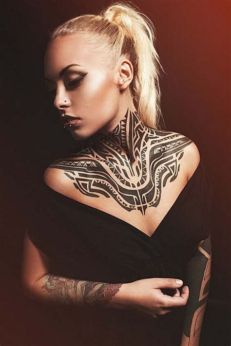 Beautiful Chest Tattoos For Girls Full Neck