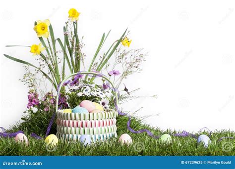 Easter Basket Spring Flowers 2 Stock Image Image Of Eggs Gould 67239625