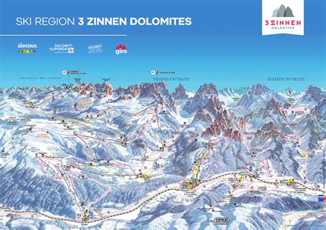 Three Peaks Dolomites Ski Trail Map Free Download