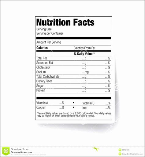 Editable Nutrition Label Template