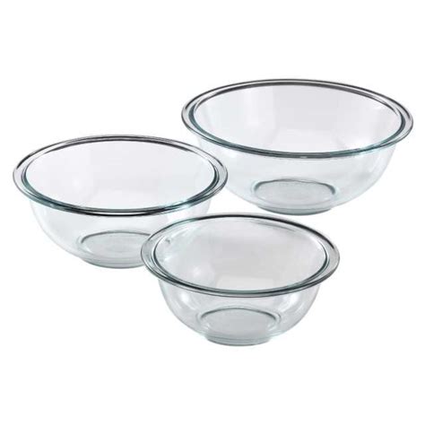 Pyrex Prepware Glass Mixing Bowl Set 3 Pieces Clear