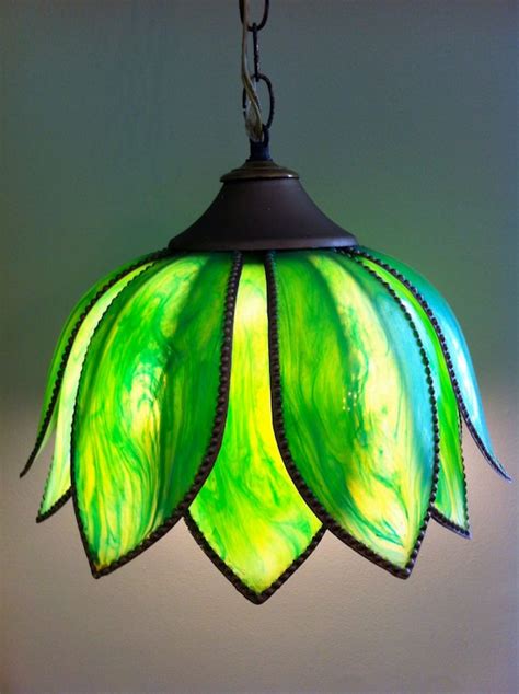 Vintage Green Lotus Flower Tulip Hanging Light By Freshdesigner