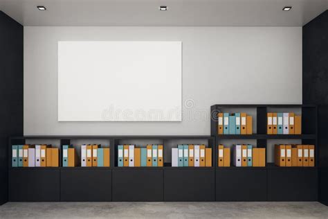 Modern Office With Empty Poster Stock Illustration Illustration Of