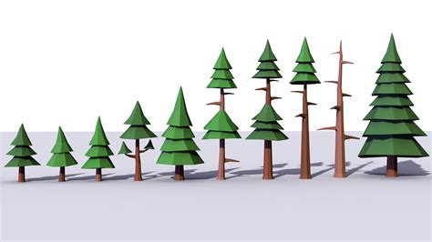 10 Low Poly Pine Trees Pack By Starj 3docean