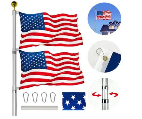 30ft telescoping flag pole kit heavy duty aluminum flag pole fly 2 flags with 3 112 95 picclick