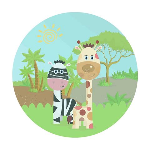 Cartoon Giraffe With Trees Stock Vector Illustration Of