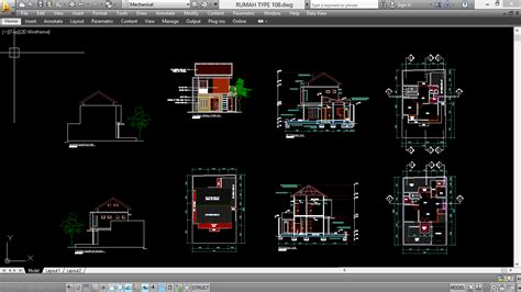 Gambar Desain Rumah Minimalis 2 Lantai Dwg Download Gambar Kerja Type