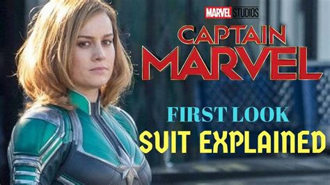 First Look At Brie Larsons Captain Marvel Green Suit Explained Youtube