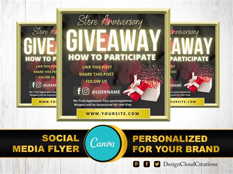 Giveaway Flyer Template Diy Canva Giveaway Flyer Template Etsy