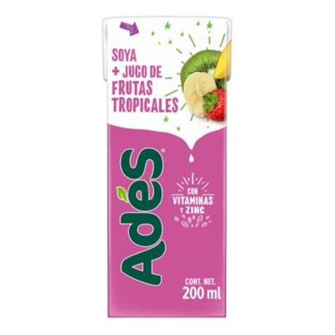 Bebida De Soya Ades Más Jugo De Frutas Tropicales 200 Ml Walmart