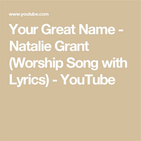 Your Great Name Natalie Grant Worship Song With Lyrics Youtube