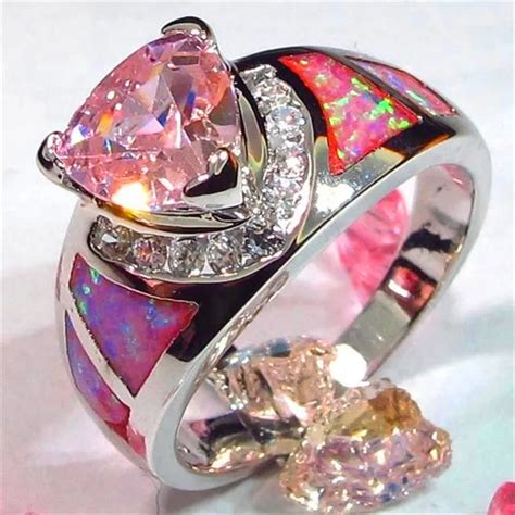 Buy Luxury Female Pink Fire Opal Ring Unique 925