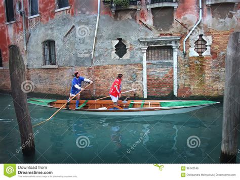 Gondola Race In Venice As A Canoe Editorial Photo Image Of