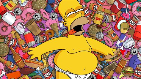 Baixe Papéis De Parede Do Homer Simpson Dos Desenhos Animados Comendo
