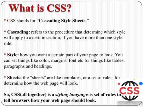 Cascading style sheets (CSS)