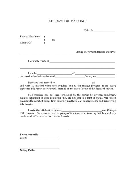 Affidavit Of Marriage In Word And Pdf Formats