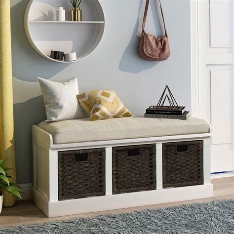 Shop for living room table sets in coffee tables. Entryway Storage Bench, Rectangular Footstool with 3 ...