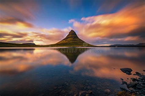 Kirkjufell And Its Reflection At Sunrise Iceland Stock Photo Image