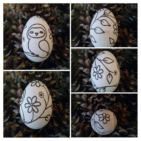 Four Different Pictures Of Decorated Eggs With Flowers On Them