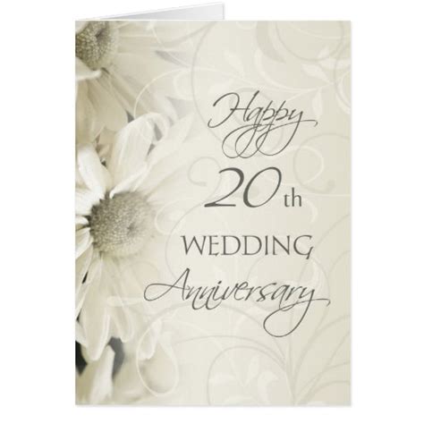 White Flowers Happy 20th Wedding Anniversary Card Zazzle