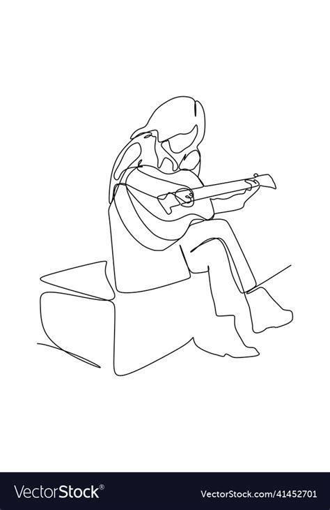Continuous Line Drawing Of Female Sitting Vector Image