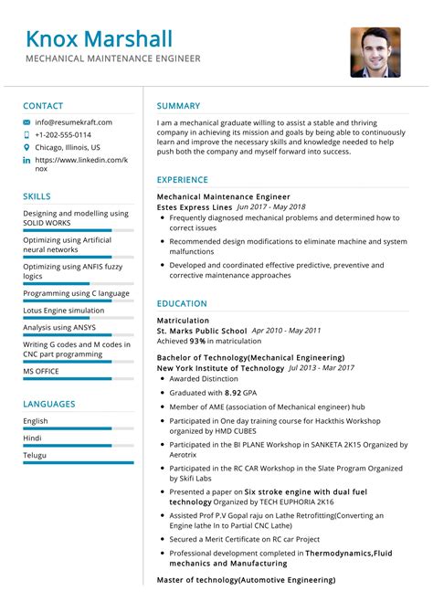 Maintenance Engineer Resume Sample In 2024 Resumekraft