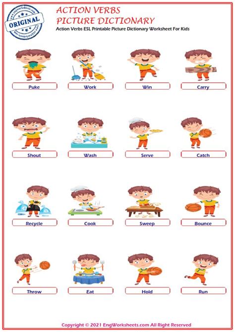 Esl Printable Picture Dictionary Worksheet For Kids Pdf Preview