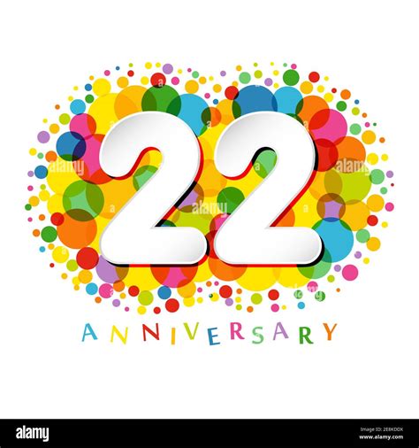Números Del 22º Aniversario Congrats Multicolores De 22 Años Lindo