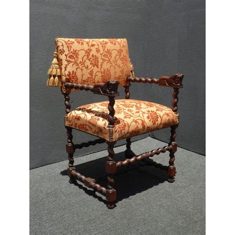Vintage chinese export wood carved dragon lion foo dog arm chair. Antique Spanish Revival Lion Head Barley Twist Orange ...