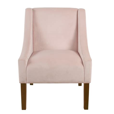 Homepop Modern Swoop Arm Accent Chair Light Pink Velvet