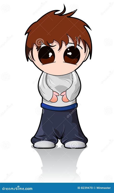 Vector Cute Little Anime Boy Stock Vector Illustration Of Shirt