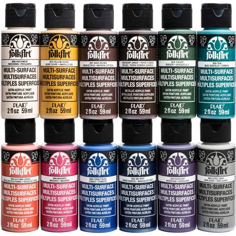 Shop Plaid Folkart Multi Surface Satin Acrylic Paint 12 Color Set