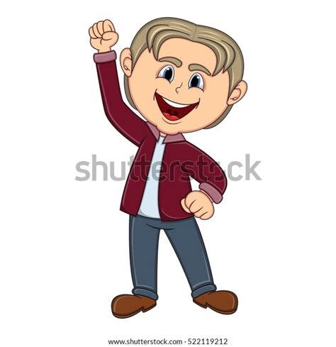 Boy Raised His Hand Cartoon Vector Stock Vector Royalty Free 522119212