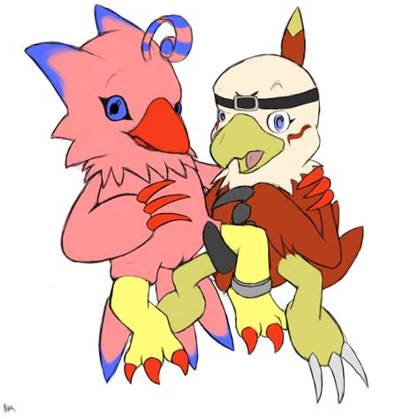 Rule 34 Avian Beak Bird Biyomon Blue Eyes Blue Sclera Claws Digimon Duo Feathers Female
