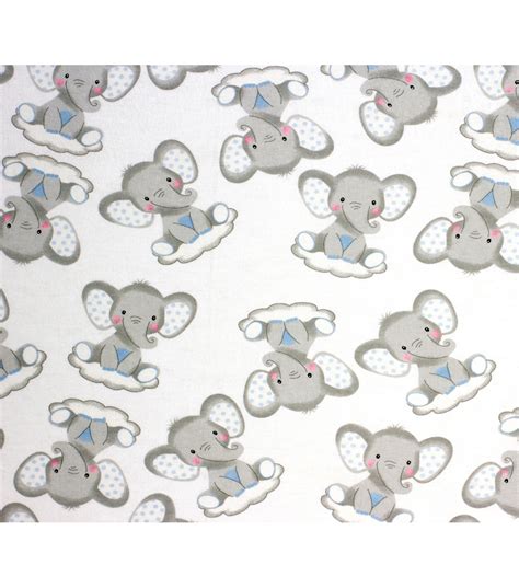 Sleepy Elephants On Clouds Nursery Flannel Fabric Joann