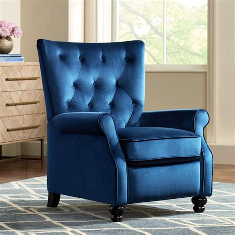 Bryce Blue Tufted Push Back Recliner Chair 9w497 Lamps Plus