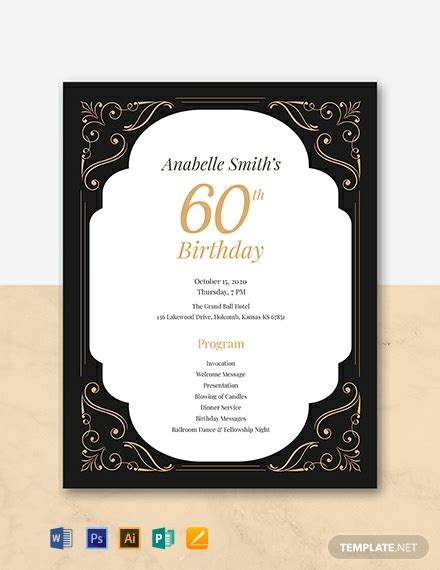Template birthday party program template. FREE 60th Birthday Program Template - Word (DOC) | PSD ...