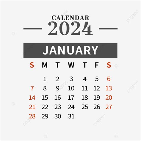 Enero 2024 Calendario Simple Negro Png 2024 Enero Calendario Png Y