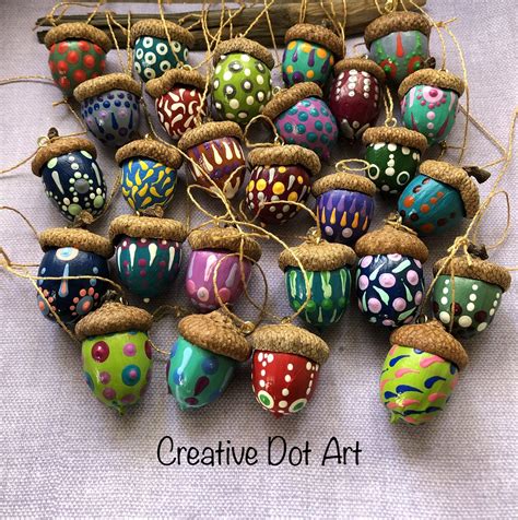 Hand Painted Acorn Christmas Ornaments Acorn Crafts Christmas Art