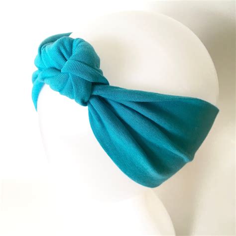 Turquoise Headband Top Knot Headband Turban Headband Blue Knotted