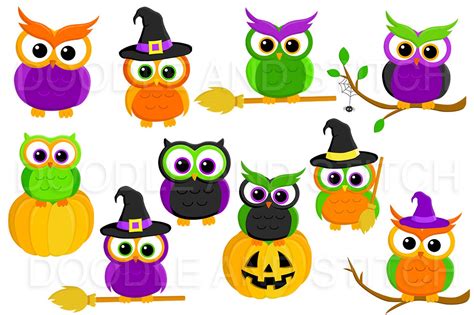 Halloween Owls Clipart Spooky Owl Clip Art Pictures Etsy Israel